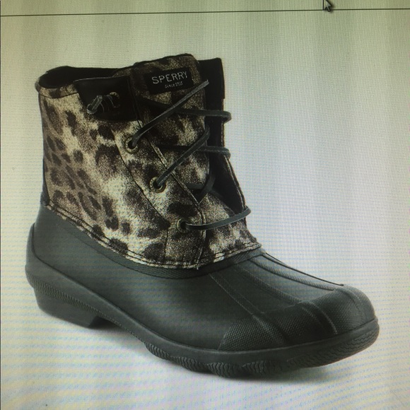 sperry leopard duck boots